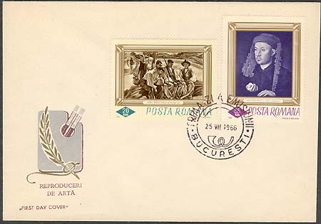 Romania, 1966. Van Eyck - Man with a Blue Cap. Scott 1862, Michel 2522. FDC July 25.