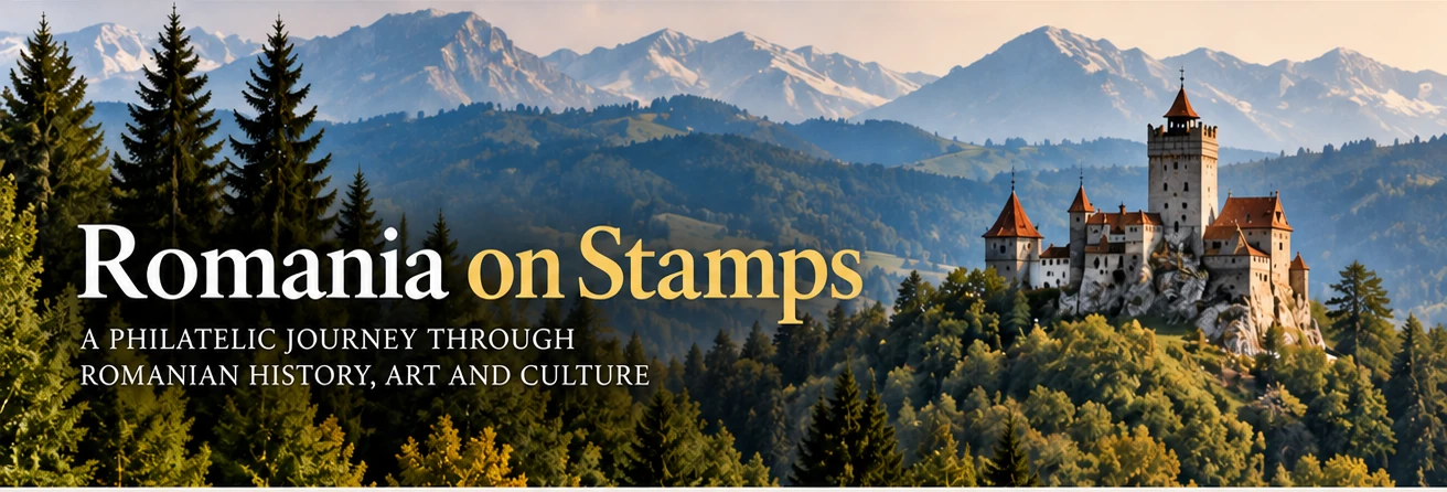 Romania on Stamps — the Carpathian Mountains, fir forests and a castle