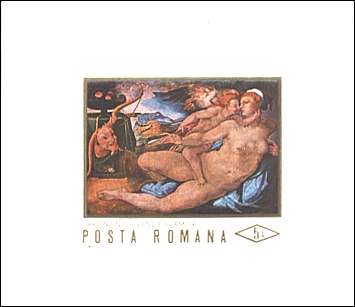Romania, 1971. Angelo Bronzino - Agnolo Tori, Venus and Amor. Sc. 2261. National Art Museum, Bucharest.