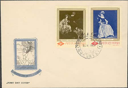 1967. Rembrandt. Haman begging the mercy of Esther. Sc.1912. Michel 2581. FDC March 30, Bucharest