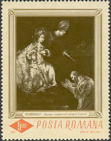 1967. Rembrandt. Haman begging the mercy of Esther. Sc.1912. Michel 2581