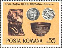 Romania, 1976. Daco-Roman archeological treasures. Fragments, coins, bowl. Crisana. Sc. 2638