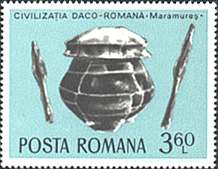 Romania, 1976. Daco-Roman archeological treasures. Clay vessel and silver coins. Sc. 2641